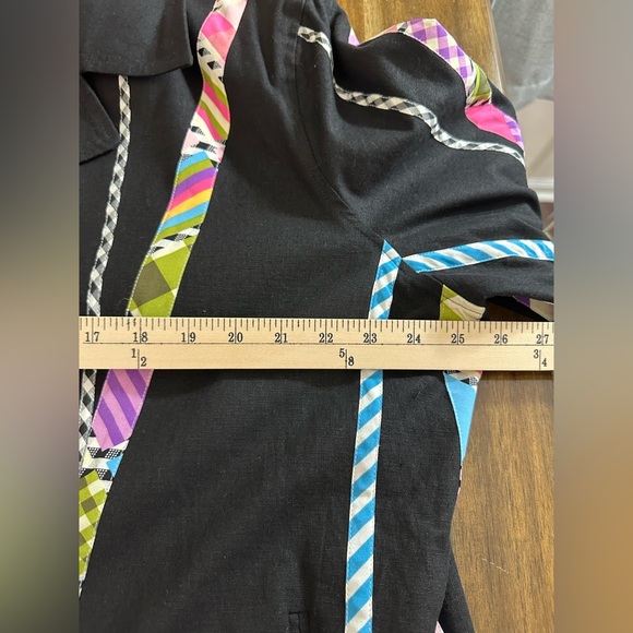Koos of Course Black Linen multi color contrasting reversible Woman Blazer 2X - Picture 2 of 14